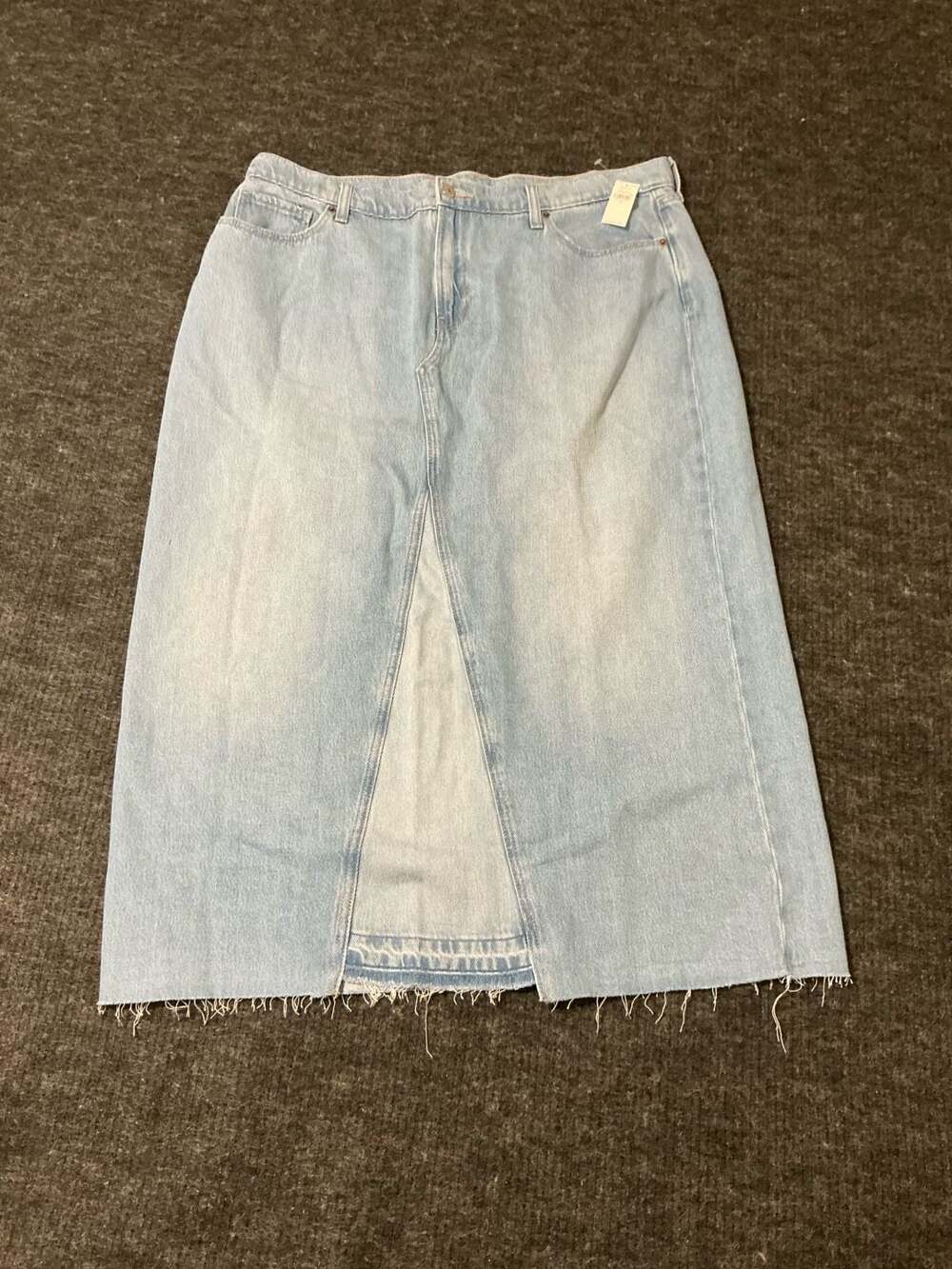 Old Navy Drapey Denim Skirt Womens Size 16 Mid Rise Front Slit Blue